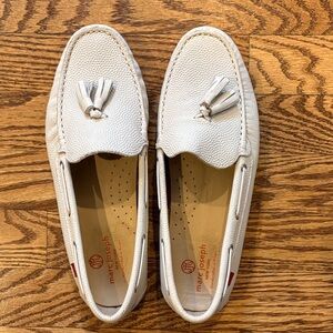 Marc Joseph Cream Leather Women's Moccasins with Tassels